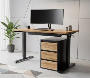 Biurko elektryczne z dębowym blatem