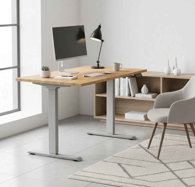 Biurko elektryczne z dębowym blatem
