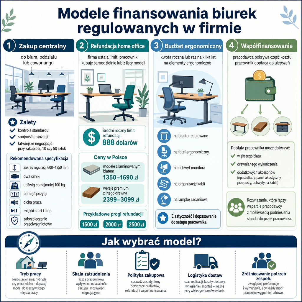 Porównanie modeli finansowania biurek regulowanych w firmie